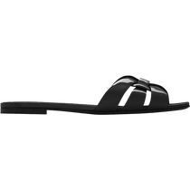 3 periods interest-free] YSL Yves Saint Laurent womens TRIBUTE black patent leather flat sandals