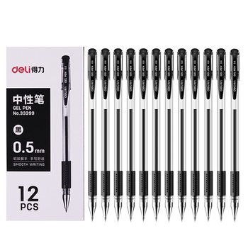 Deli stationery gel pen student black correction