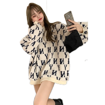 2024 new popular Korean style loose outer wear retro Hong Kong style pullover long-sleeved design sweater jacket for women in spring and autumn