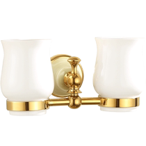 Si Jie Noya European-style all-copper natural jade gold mouthwash cup holder brushing cup holder bathroom toothbrush cup holder double cup