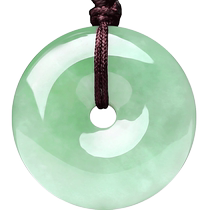 Xiangzhenfu natural jade pendant for men and women safety buckle pendant ice waxy green bottom donut jade pendant jade pendant