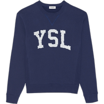 6期免息] YSL 圣罗兰 男士蓝色YSL字母卫衣