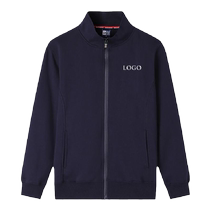 Stand collar sweatshirt custom printed logo plus velvet workwear embroidery autumn and winter cardigan zipper cotton work clothes jacket