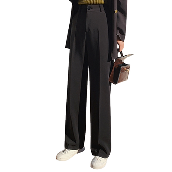 Wide-leg pants for women with loose drooping black trousers