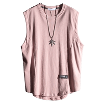 Vest Mens Tides Pure Color Summer 100 Hitch Pure Cotton Kan Shoulder Sports Hip Hop Outwear Trendkins Loose Sleeveless T-Shirt