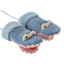 Winter children baby girls boys toddlers cute cartoon plus velvet thickened warm gloves hanging neck rope 2-4