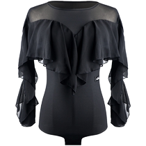 Danbolo Waltz Top Womens Modern Dance Jumpsuit Ballroom Dance Clothes Long Sleeve Jitterbug Dance Costume