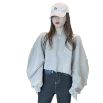 Korean version chic design sense lacing short dress lady 2021 fall new original accommodation loose big code long sleeve blouse