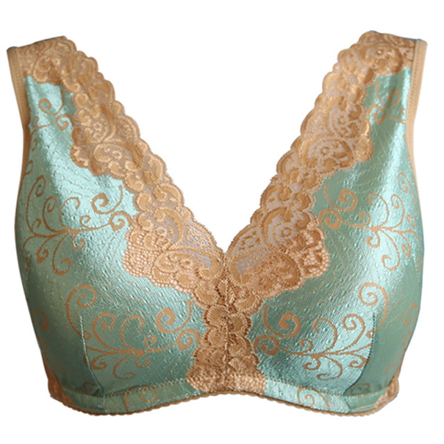 Post-operative lace embroidery deep v prosthetic bra