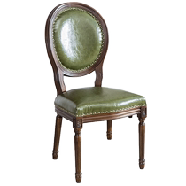 American retro dining chair solid wood dining chair upholstered chair simple leisure chair study single office chair solid wood stool