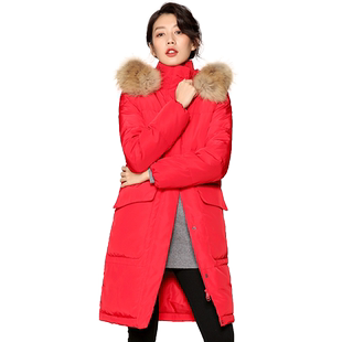 冰洁-90%白鸭绒中长款羽绒服女