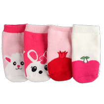 4 pairs of baby socks winter thickened solid color cotton 0-6-12 months 3 autumn and winter 0-1 year old baby anti-slip floor socks