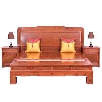 Xixuange solid wood moon hole bed frame Burmese rosewood carved bed Chinese antique furniture bed Ming and Qing classical furniture