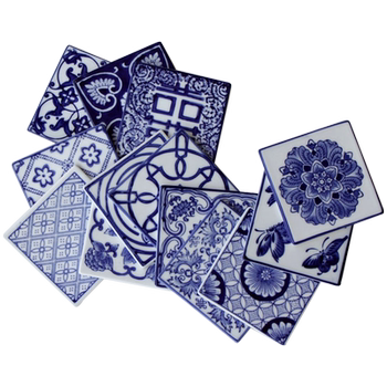 Tea cup ceramic blue and white chinese retro insulation pad