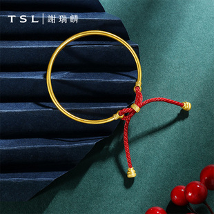 TSL谢瑞麟古法金系列黄金BB手镯
