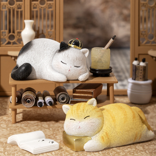 故宫文创三希堂猫咪办公桌面摆件