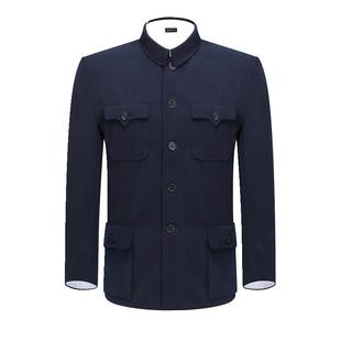 高档中山装男加厚保暖爸爸装秋冬中老年服装