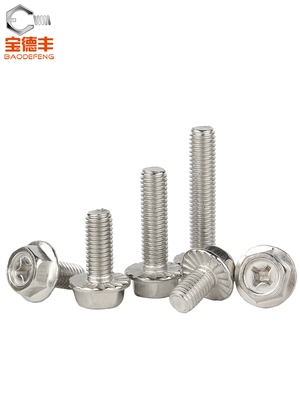 bulong lục giác Vít mặt bích chéo inox 304 chống trượt bên ngoài Bu lông mặt bích lục giác chống nới lỏng M4M5M6M8 bu lông m16 bulong móng Bu lông, đai ốc