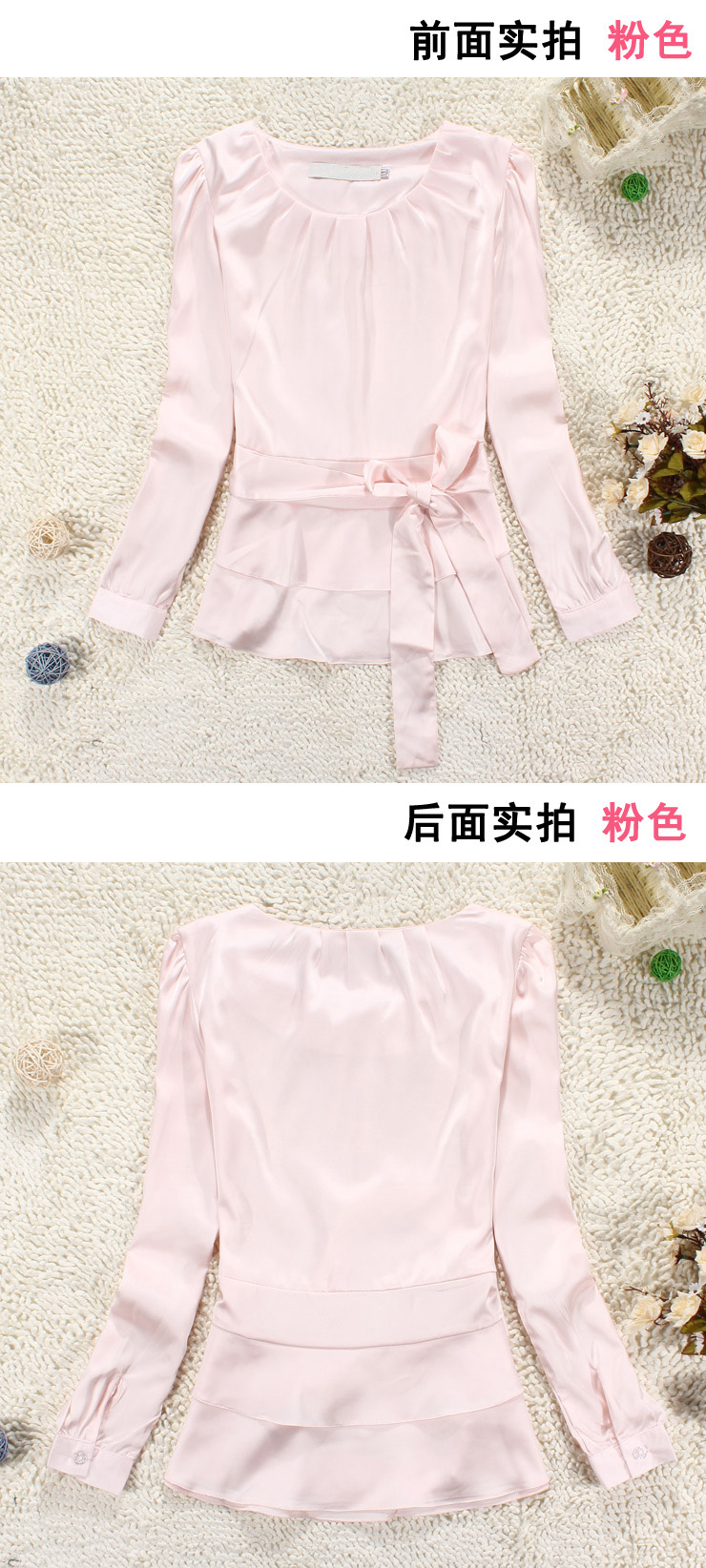 Đầm xuân hè 2018 nữ mới phiên bản Hàn Quốc của các quý cô tay áo phồng tay dài áo voan satin - Áo sơ mi dài tay áo sơ mi nữ dài tay công sở