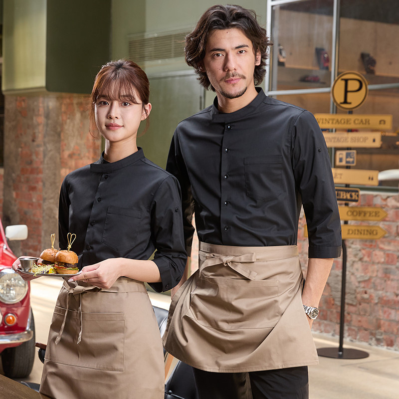 Server Outfits Rozechef red mid-sleeve uniform | premium restaurant server certified ...