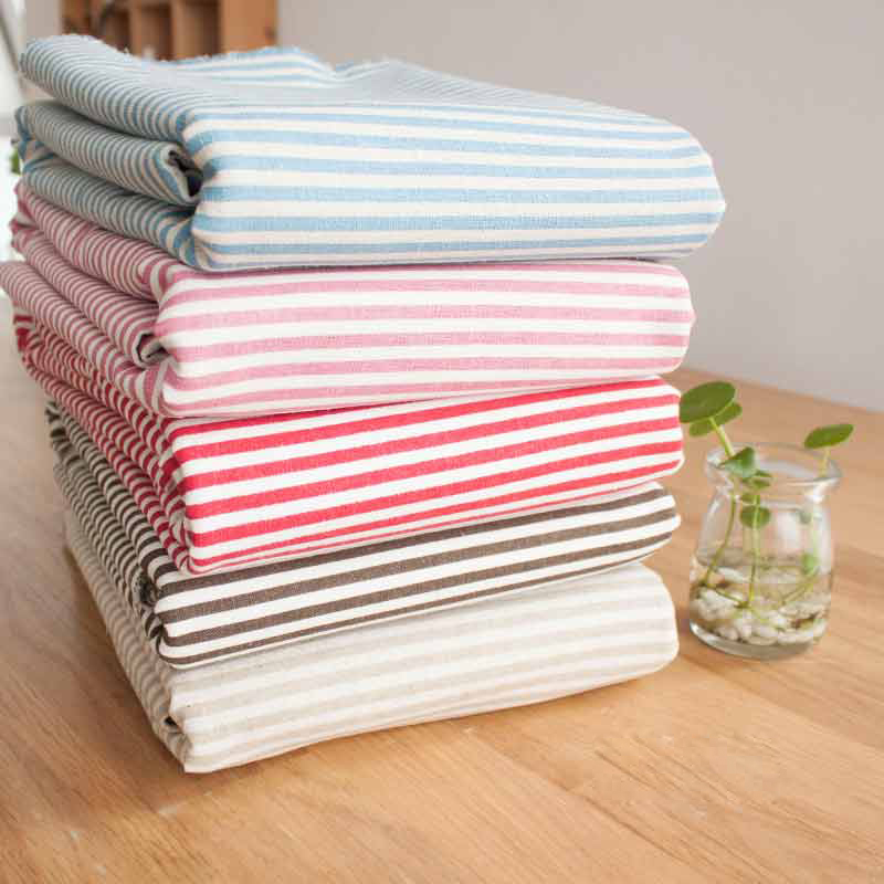 免费条纹棉麻布料亚麻手工面料沙发桌布抱枕门帘床帘布拍照场景布