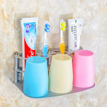 Toothbrush rack for bathroom toilet wall hanging without punching for a family of three toothpaste set mouthwash cup holder