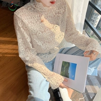 Кружевной шелковый осенний модный шифоновый приятный телу лонгслив, коллекция 2021, в западном стиле