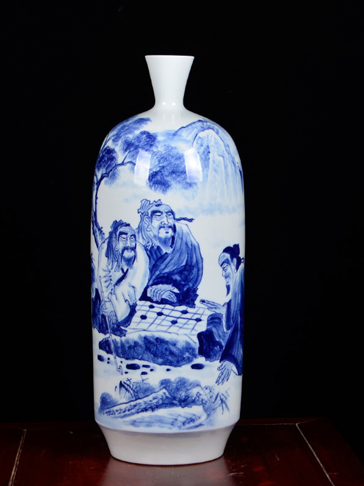The Master of jingdezhen ceramics hand - made ornaments rich ancient frame blue and white porcelain vases, flower arrangement is the sitting room porch place