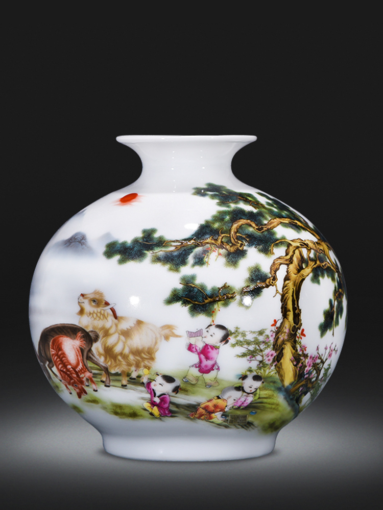 Jingdezhen ceramics pomegranate flower bottle home furnishing articles flower arranging Chinese style living room TV cabinet handicraft