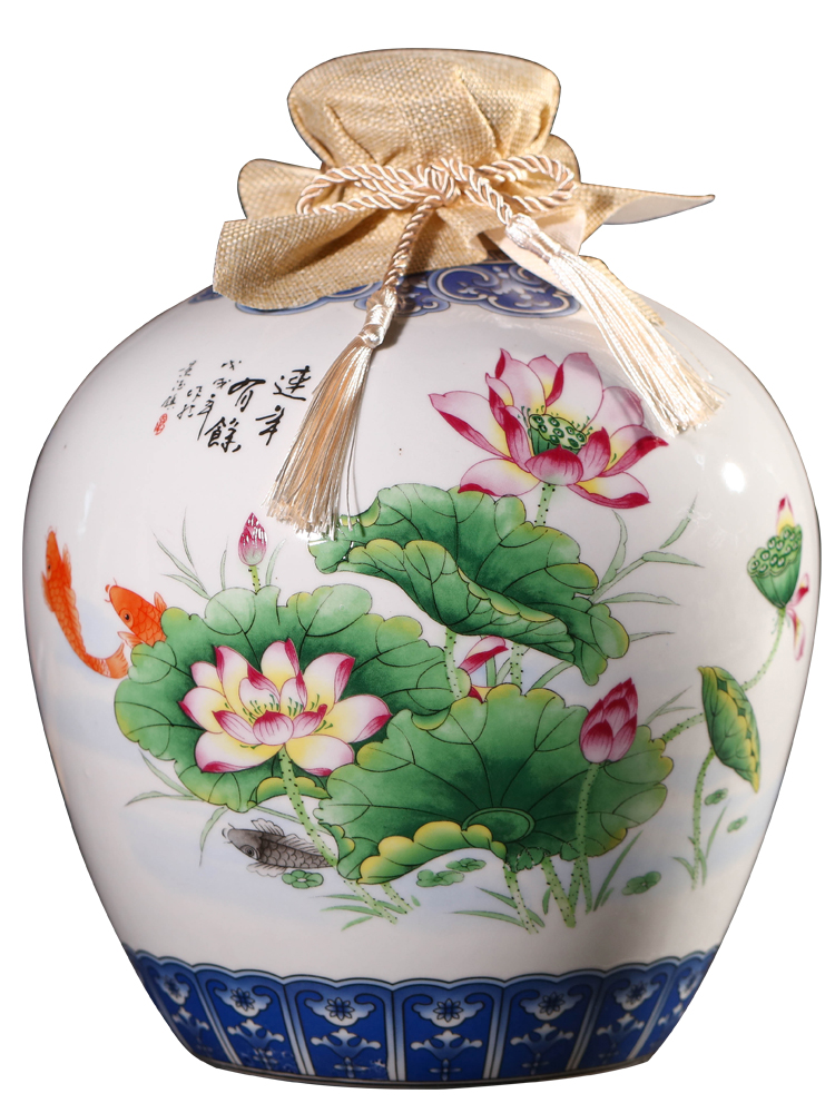 Jingdezhen ceramic terms bottle wine jar flask 1 catty 2 jins of three jin of 5 jins of 10 jins home sealing liquor as cans