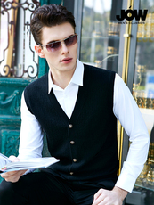 Безрукавка jow/乔沃精纺羊毛背心男士商务纯色针织马夹休闲西装马甲无袖开衫