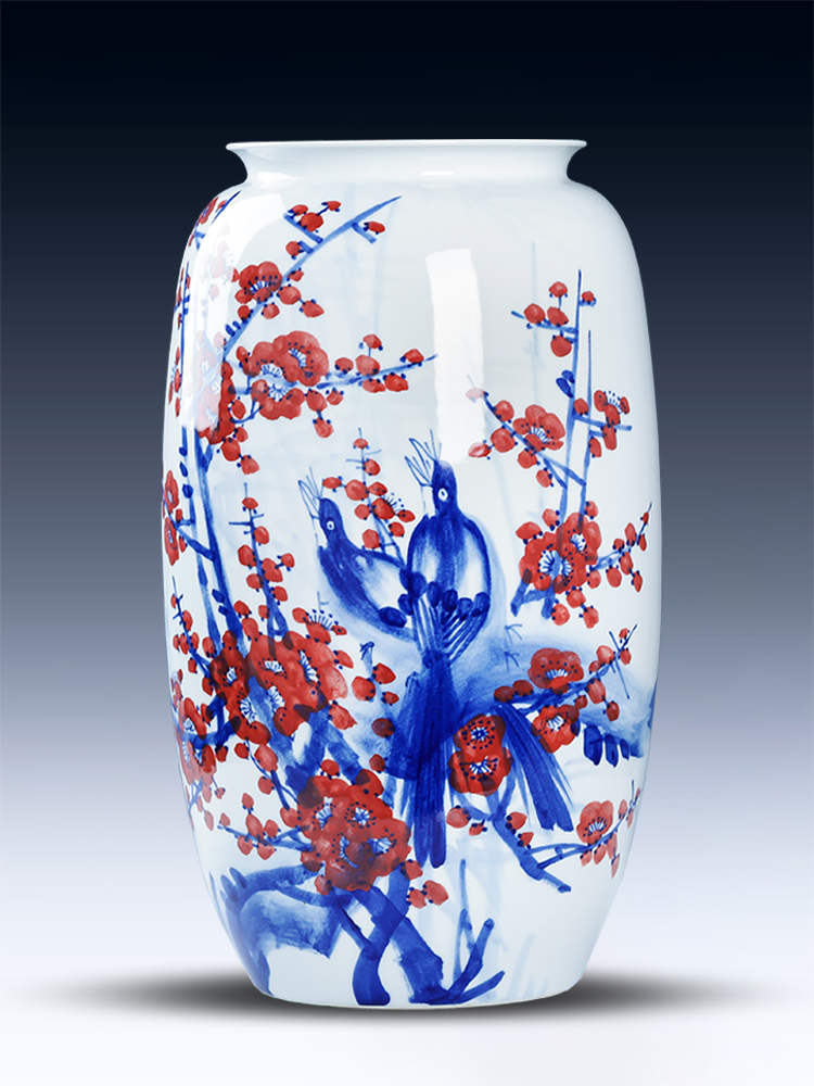 Jingdezhen ceramics hand - made under glaze color big beaming Chinese style living room floor vase household adornment furnishing articles