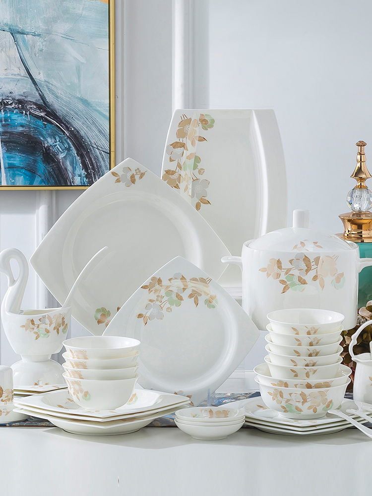 Dishes suit household European - style jingdezhen ceramic tableware Chinese Dishes ipads porcelain tableware suit dish bowl