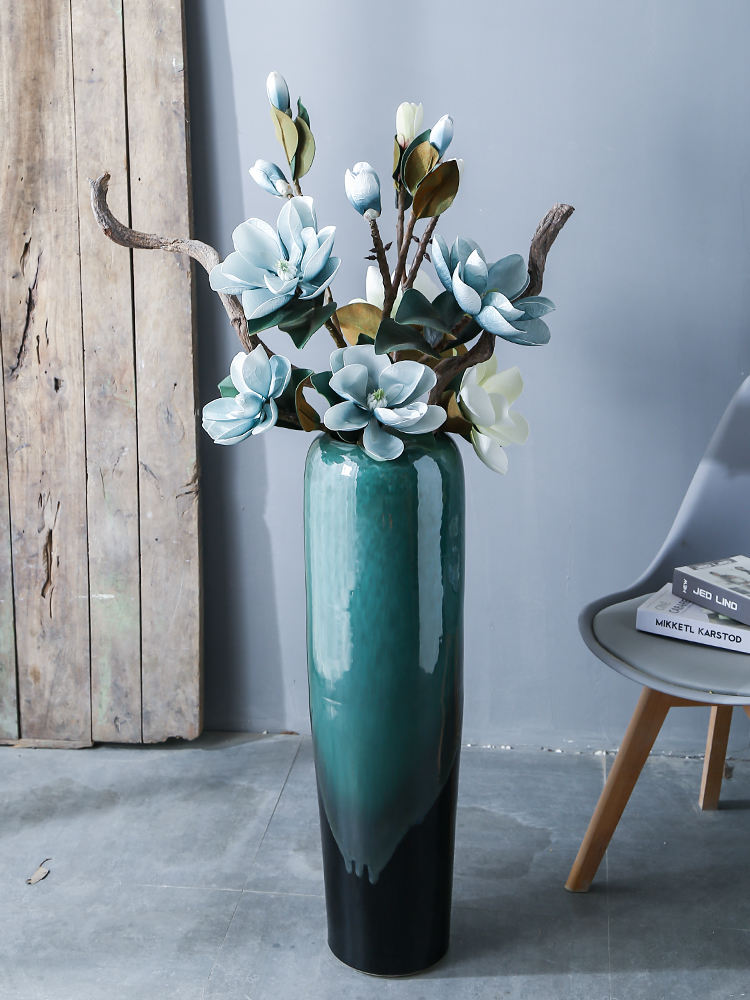 Jingdezhen ceramic flower arrangement of large vases, living room furnishing articles of Chinese style porch lattice Windows decorations
