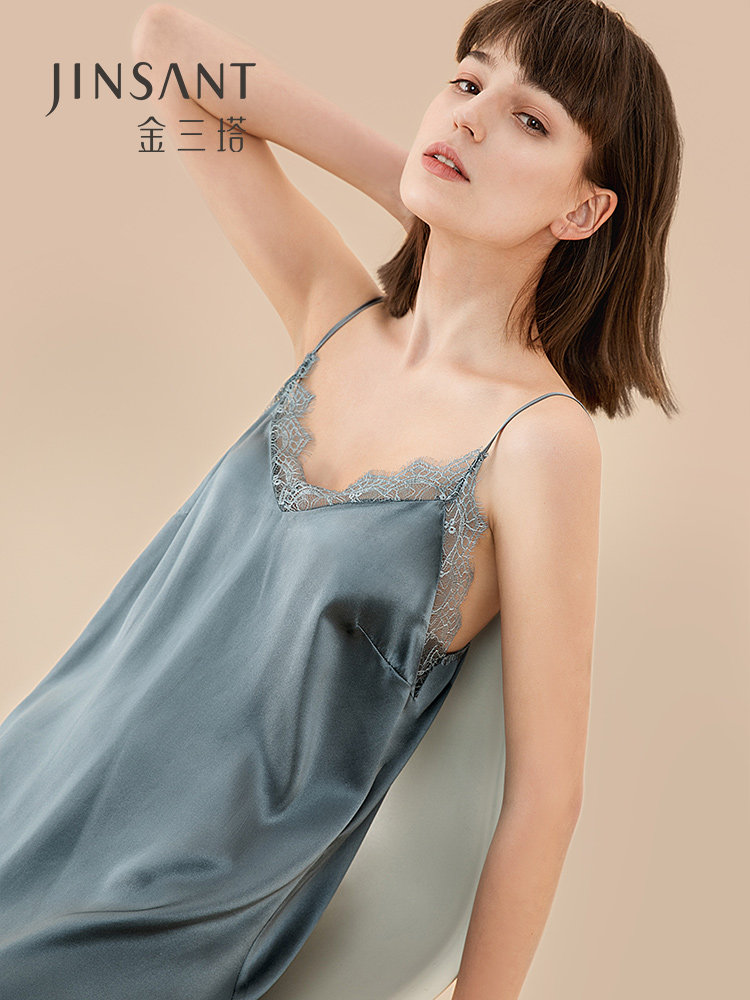 浙江老字号 金三塔 女式V领真丝吊带睡裙 双重优惠折后￥189.82包邮 多色可选