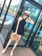 Bộ đồ bơi một mảnh nữ bảo thủ Hàn Quốc suối nước nóng nhỏ che bụng thon gọn bộ đồ đen bơi gợi cảm khoe ngực nhỏ - Bộ đồ bơi One Piece