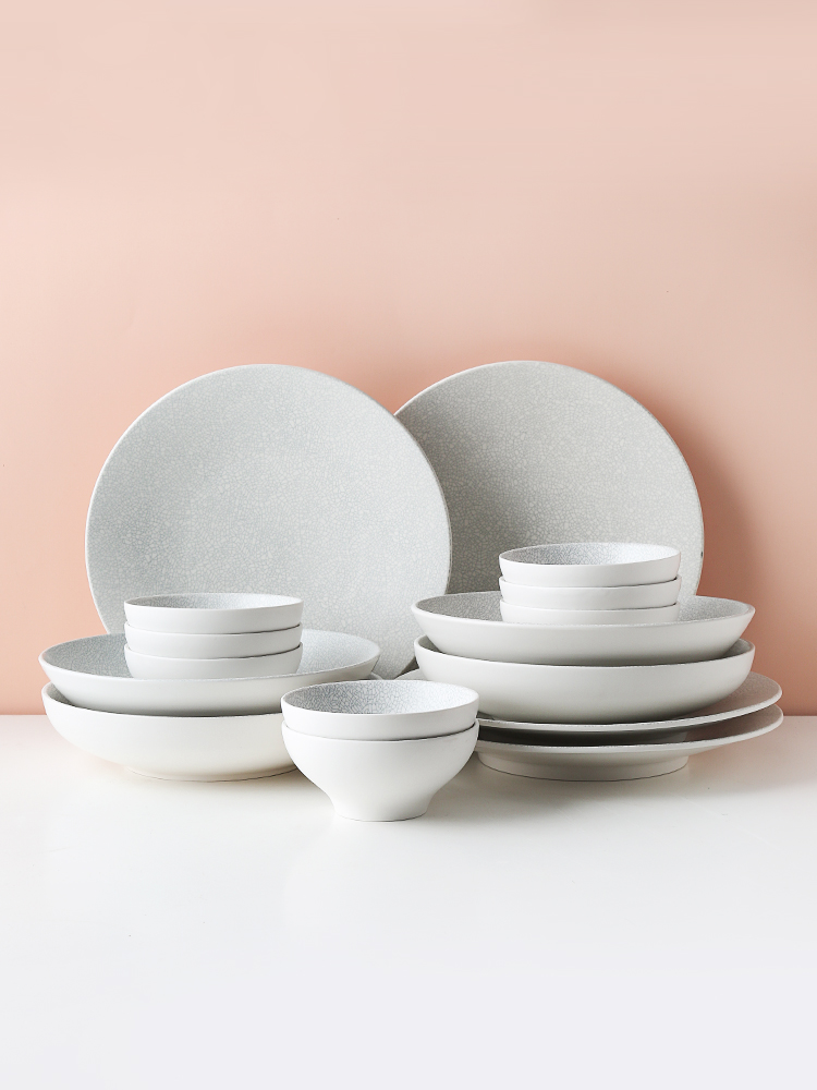 Ins Japanese - style tableware suit dishes of household ceramic dishes individuality creative jobs large soup bowl picking 4 people of northern Europe