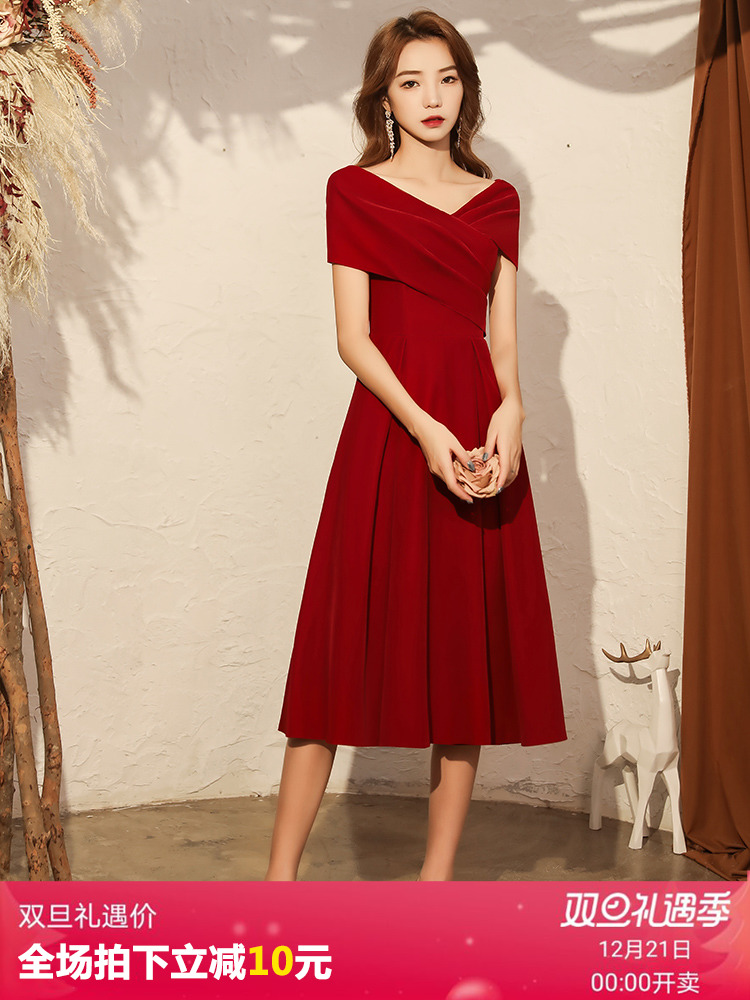Evening dress, spring red wedding dress, suitable for teen Evening dress, spring red wedding dress, suitable for teen