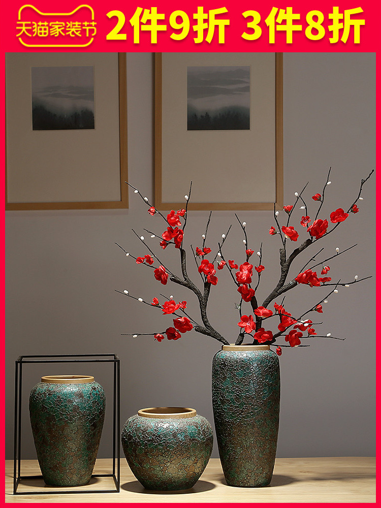 Jingdezhen ceramic vases, new Chinese style interior furnishing articles ornaments in the sitting room porch decoration creative hand - made flower arrangement