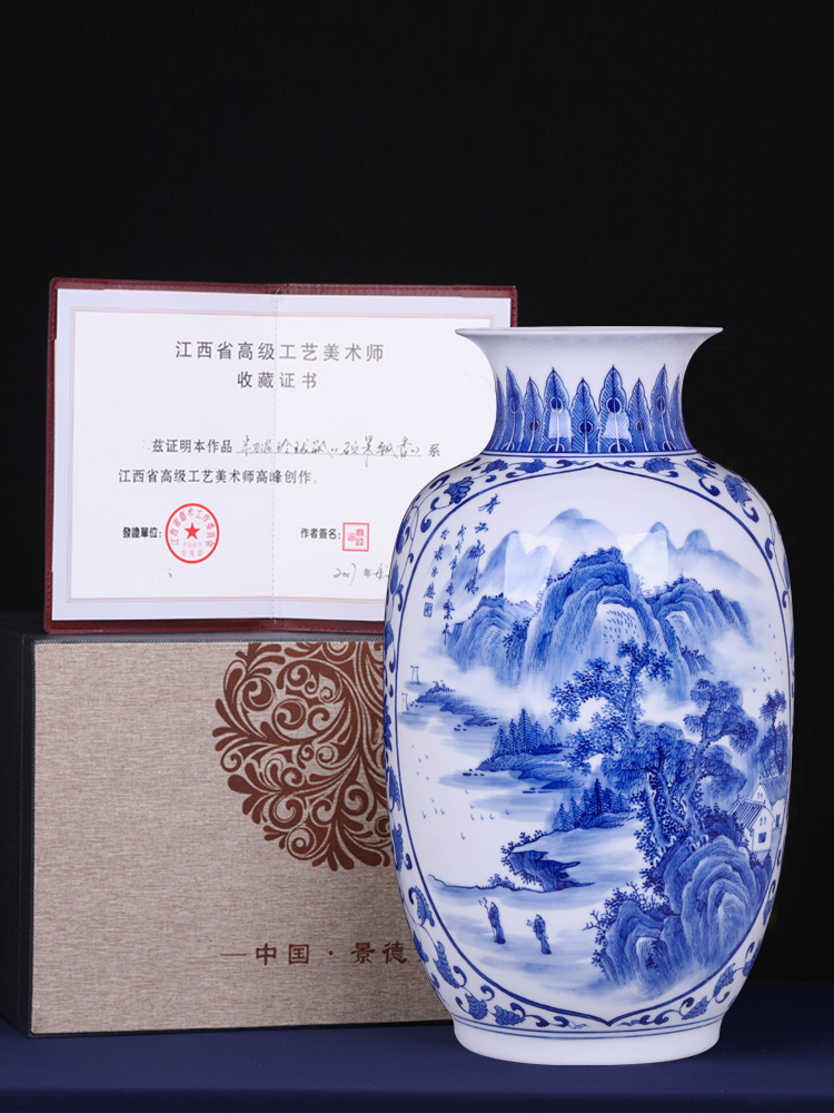 The jingdezhen ceramics hand - made vases, flower arranging chunjiang nostalgia furnishing articles of Chinese style living room porch TV ark, decoration