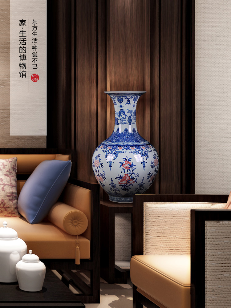 Jingdezhen blue and white porcelain vases, flower arrangement furnishing articles sitting room adornment of new Chinese style household ceramics handicraft gifts