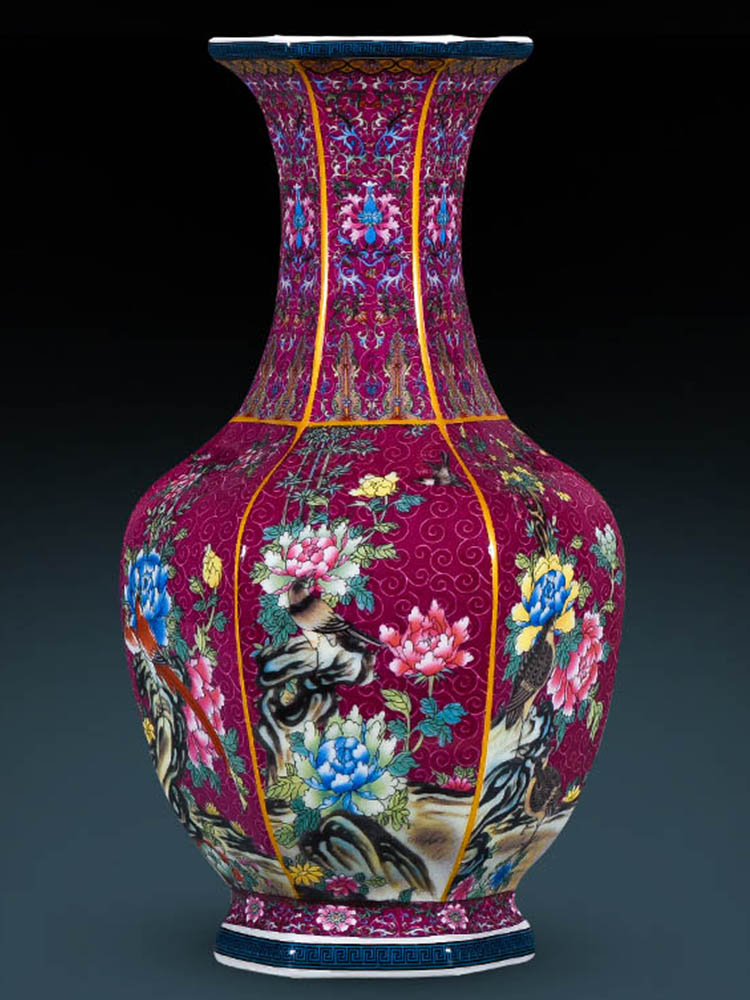 Archaize qianlong jingdezhen ceramics powder enamel vase Chinese style classical sitting room adornment rich ancient frame furnishing articles