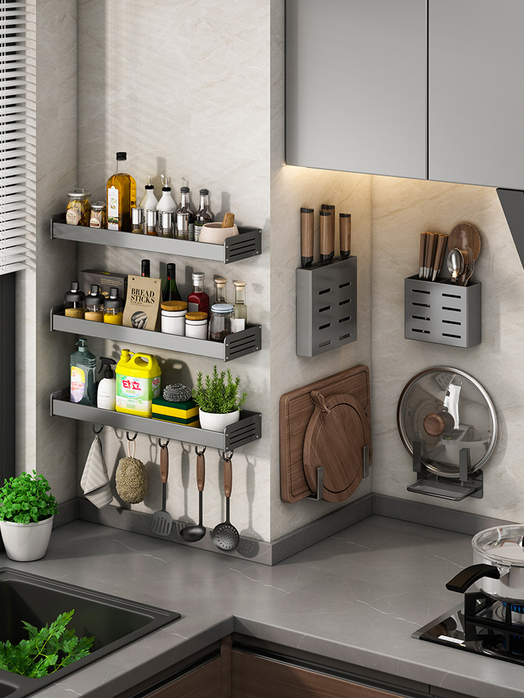 Súng Tro Bếp Giá Đỡ Đấm Giá Gia Vị Treo Tường Giá Để Dao Vật Dụng Gia Đình Daquan Đa Năng Giá Đựng Đồ kệ gô đep kệ gia vị gỗ