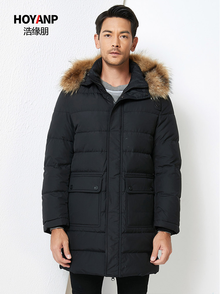 浩缘朋 男式中长款大毛领加厚保暖羽绒服 天猫优惠券折后￥109包邮（￥219-110）多款可选