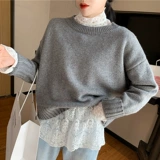 Кружевной шелковый осенний модный шифоновый базовый приятный телу лонгслив, коллекция 2021, в западном стиле