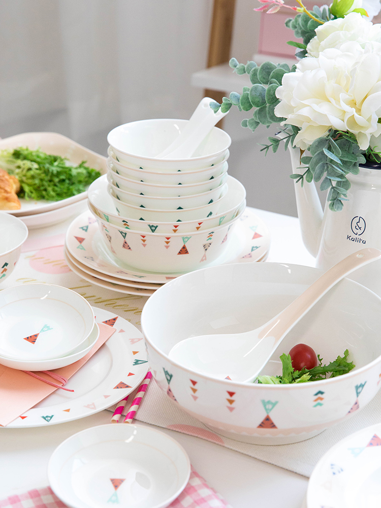 Web celebrity contracted household ceramics tableware dishes suit couples express bowl chopsticks dishes a single creative dishes