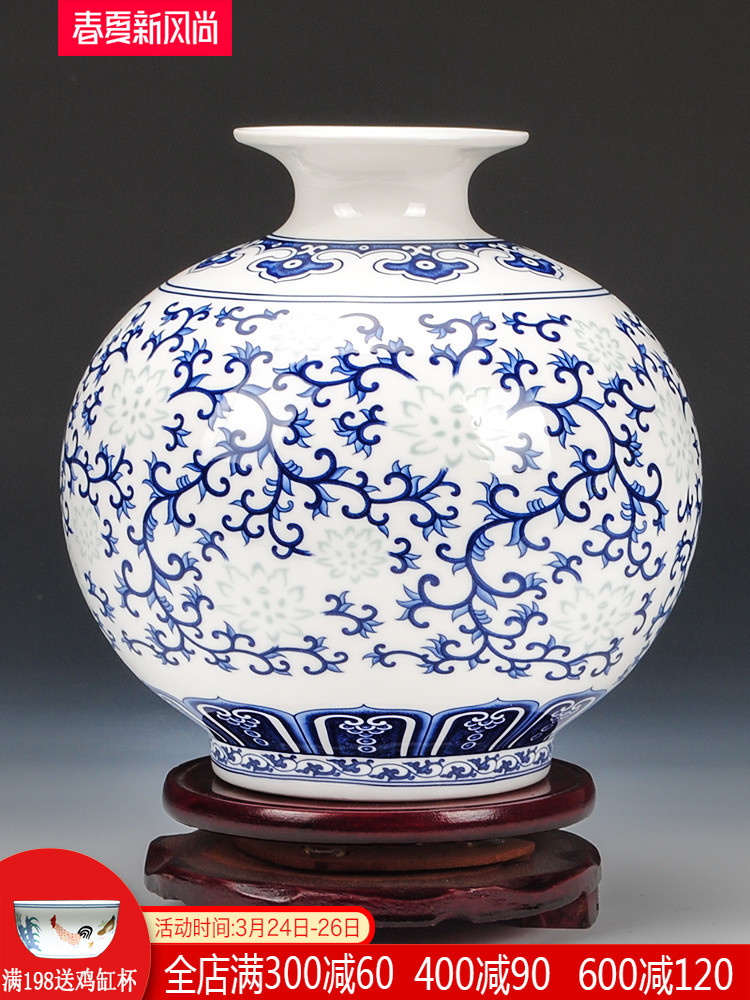 Jingdezhen blue and white ceramics and exquisite ipads porcelain vase flower arranging new Chinese style living room home wine ark, adornment furnishing articles