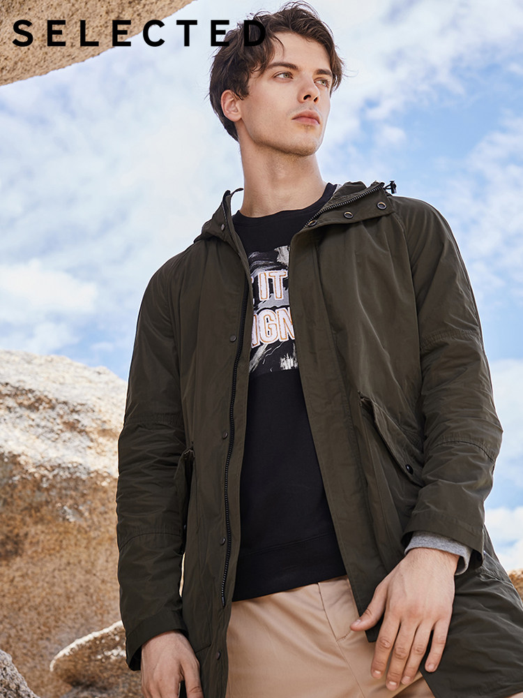 Selected 思莱德 男式潮流连帽休闲中长风衣外套 天猫优惠券折后￥269包邮（￥459-190）2色可选