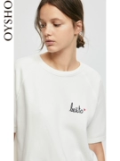 Mùa xuân và mùa hè giảm giá Oysho Besito slogan vòng cổ ngắn tay dịch vụ nhà đồ ngủ của phụ nữ T-Shirt 31116161959