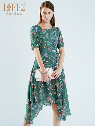 莱芙艾迪儿 高端重磅真丝连衣裙女2018新款大